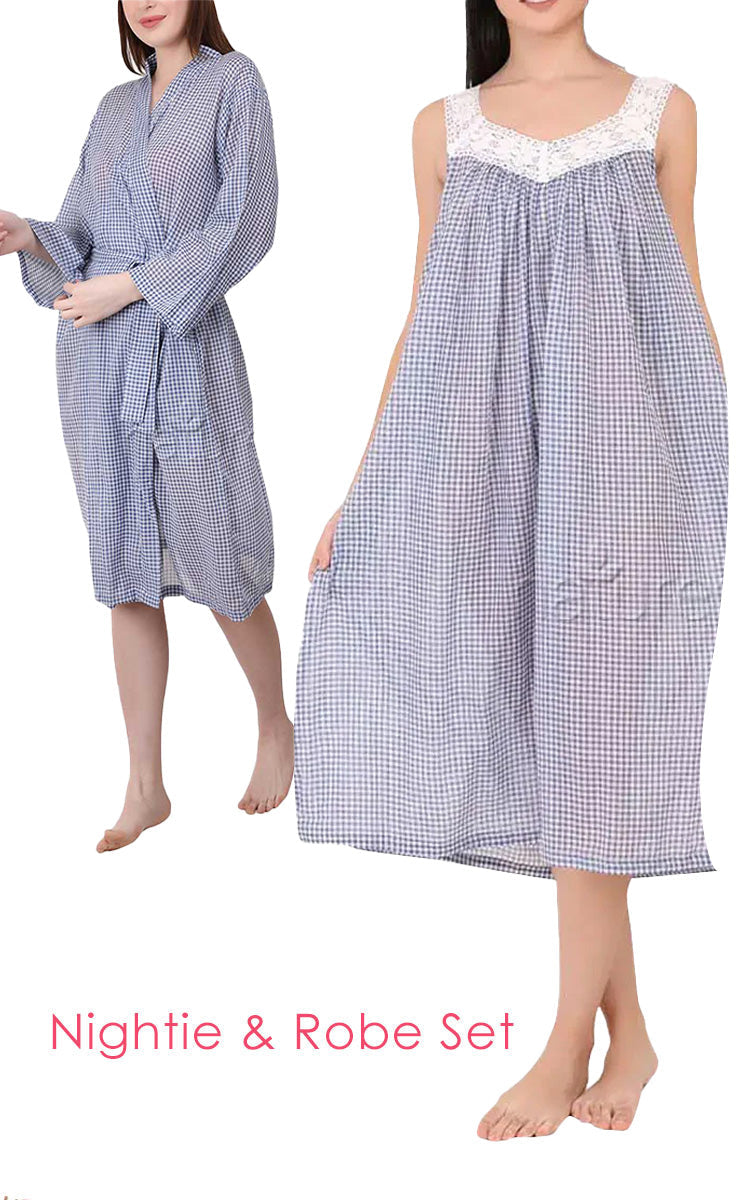 Cotton nightgown and robe set sale