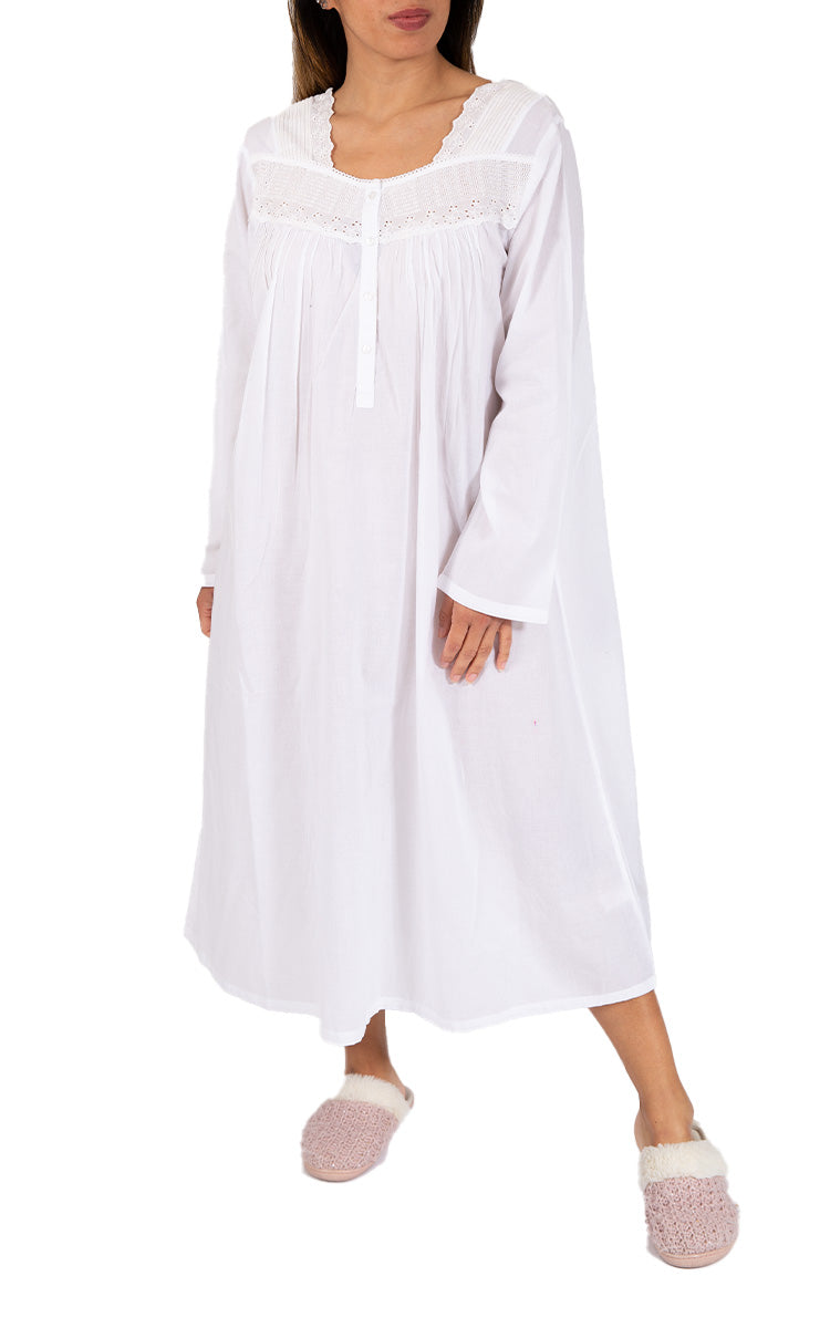 French Country Cotton Nightgowns For Women Winter Long Sleeve