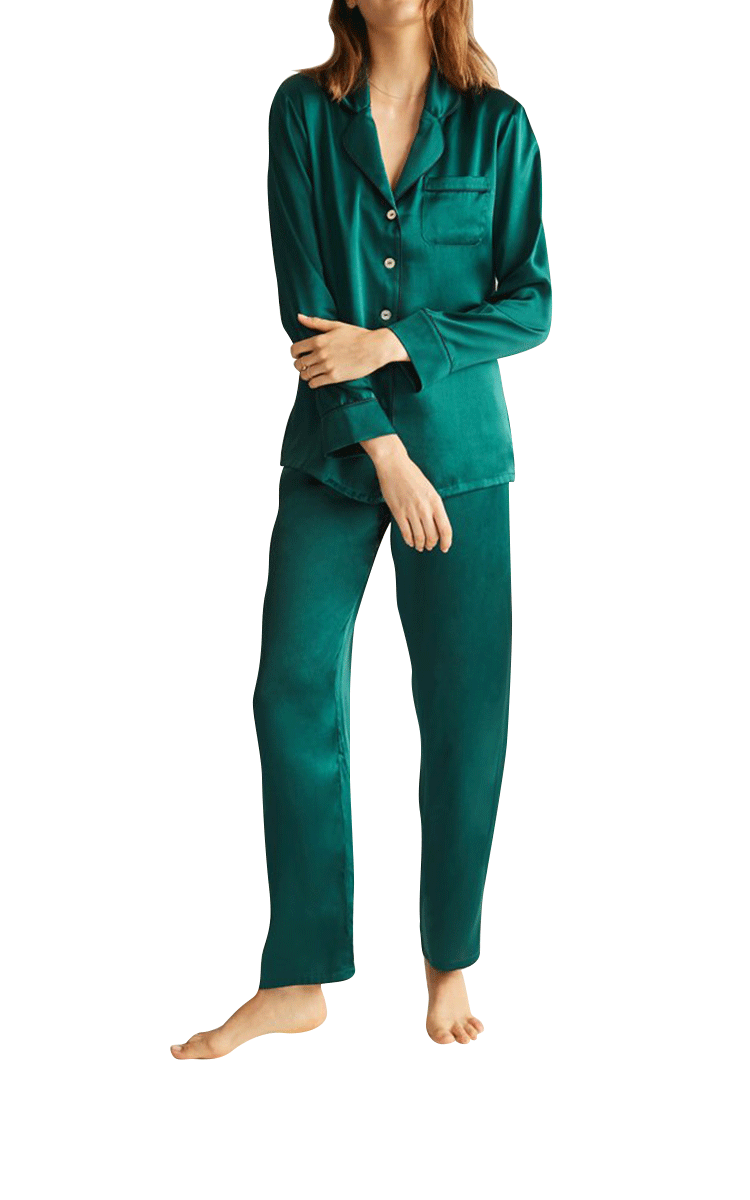 Ginia - Silk Pyjama Set Emerald Green – Bella Cove Lingerie