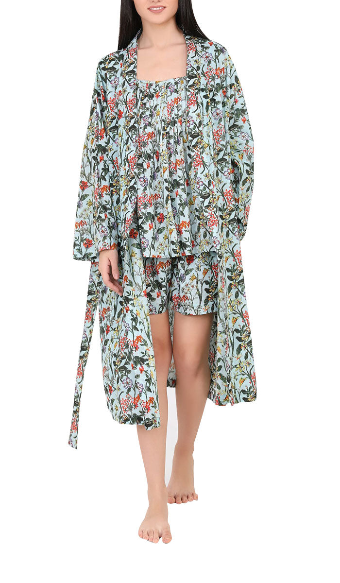 Pure cotton floral robe in blue by arabella sold online at natureswear