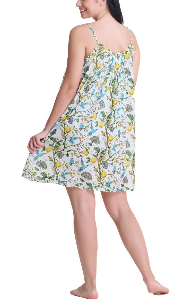 Arabella Jessica 100% Cotton Short Nightgown Or Day Dress in Lemon Floral MD-866DD