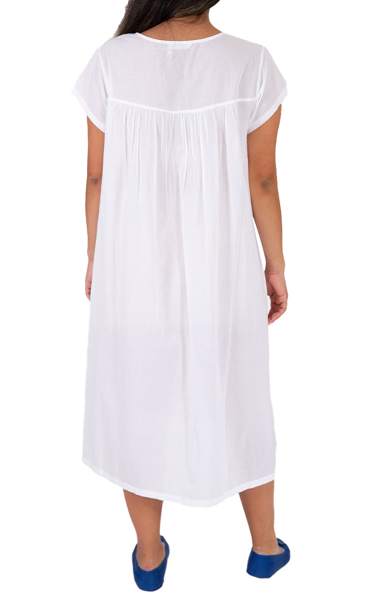 Classic white cotton nightie for women with short sleeve for sale. Australia and New Zealand Best sellers