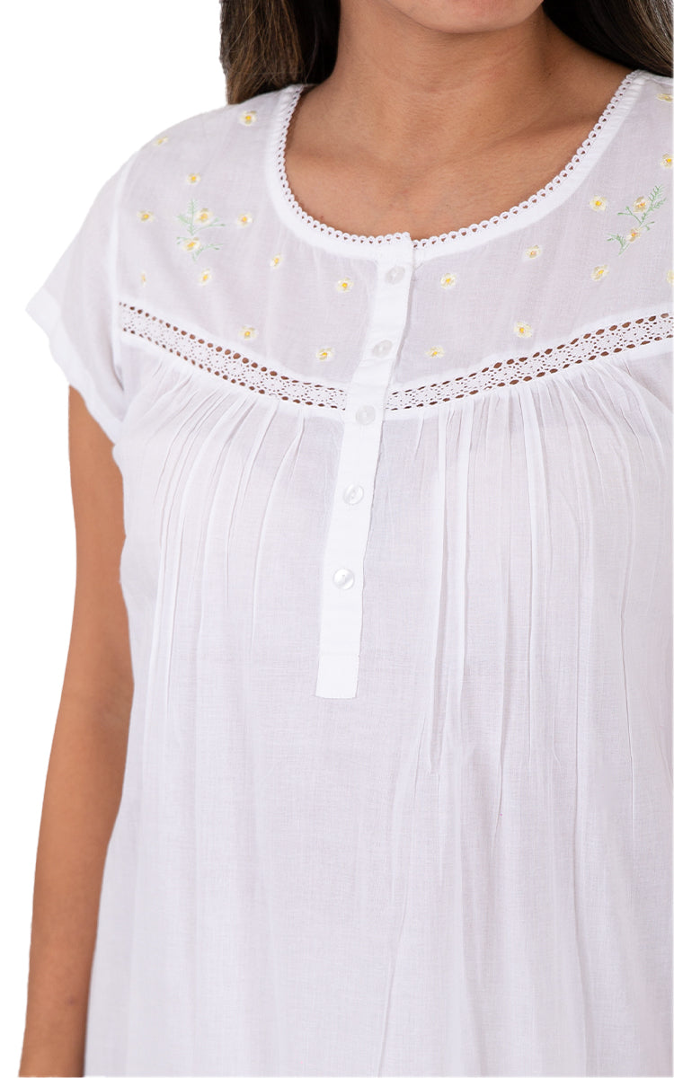 White cotton nightgown for summer by French Countr sold online at naturesweary 