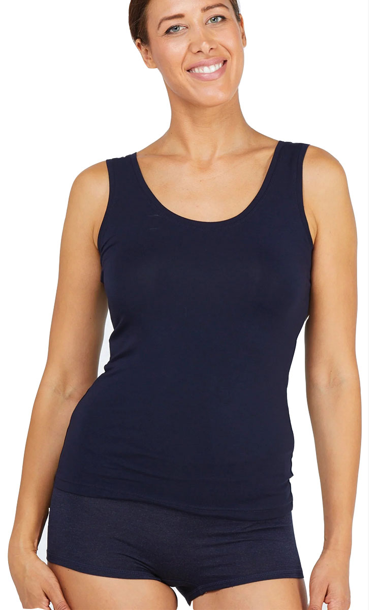 Tani 100% Modal Singlet with Wide Straps in Navy 79246