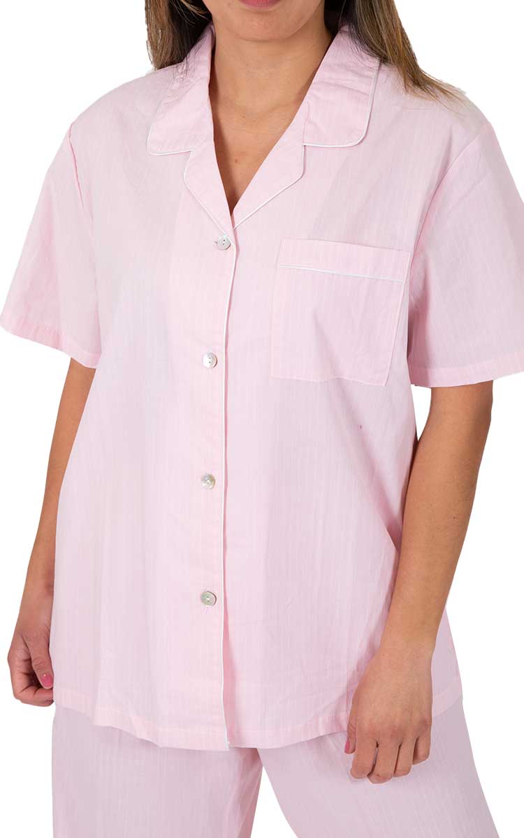 Schrank 100% Cotton Pyjama with Short Sleeve and Long Pant in Pink SK223