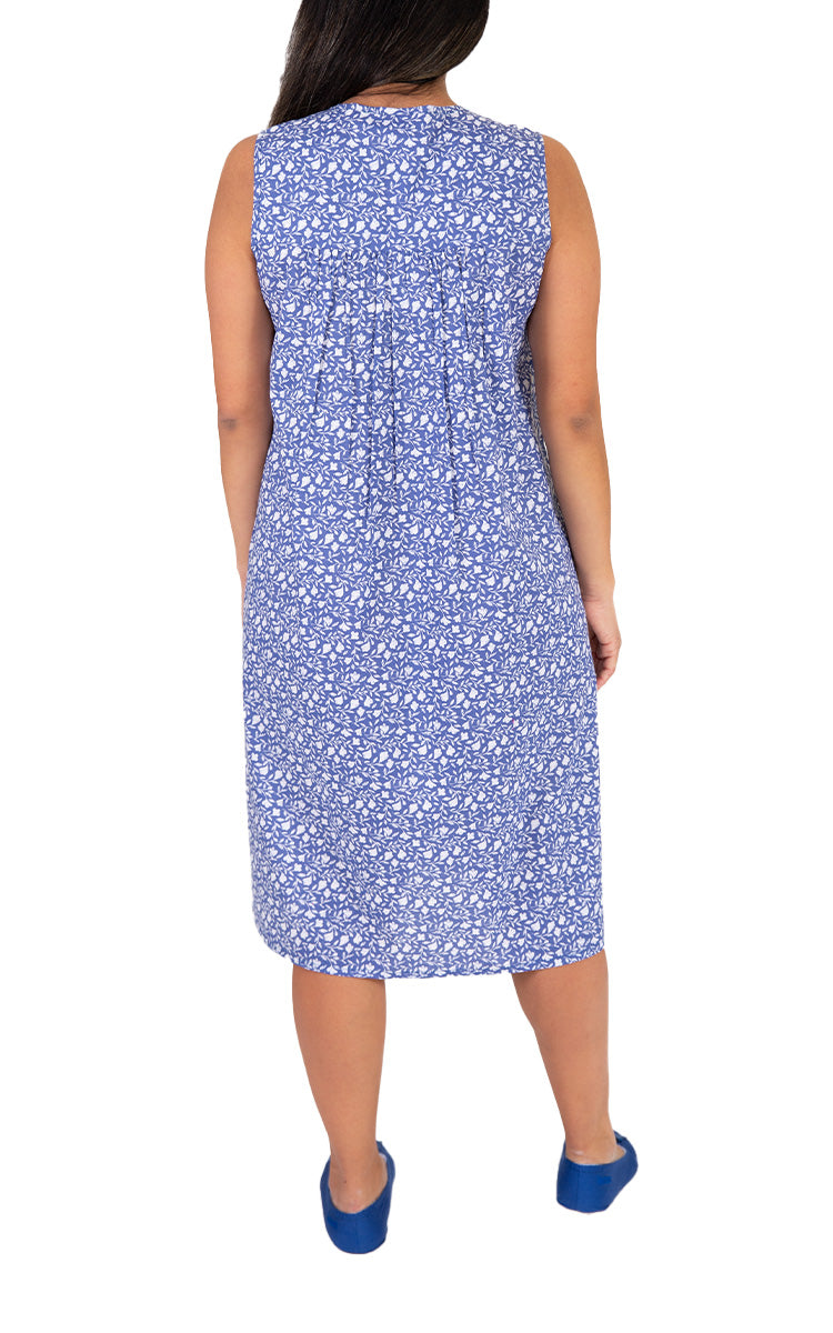 Schrank 100% Cotton Nightgown Sleeveless in Denim Leaf Print SK807L