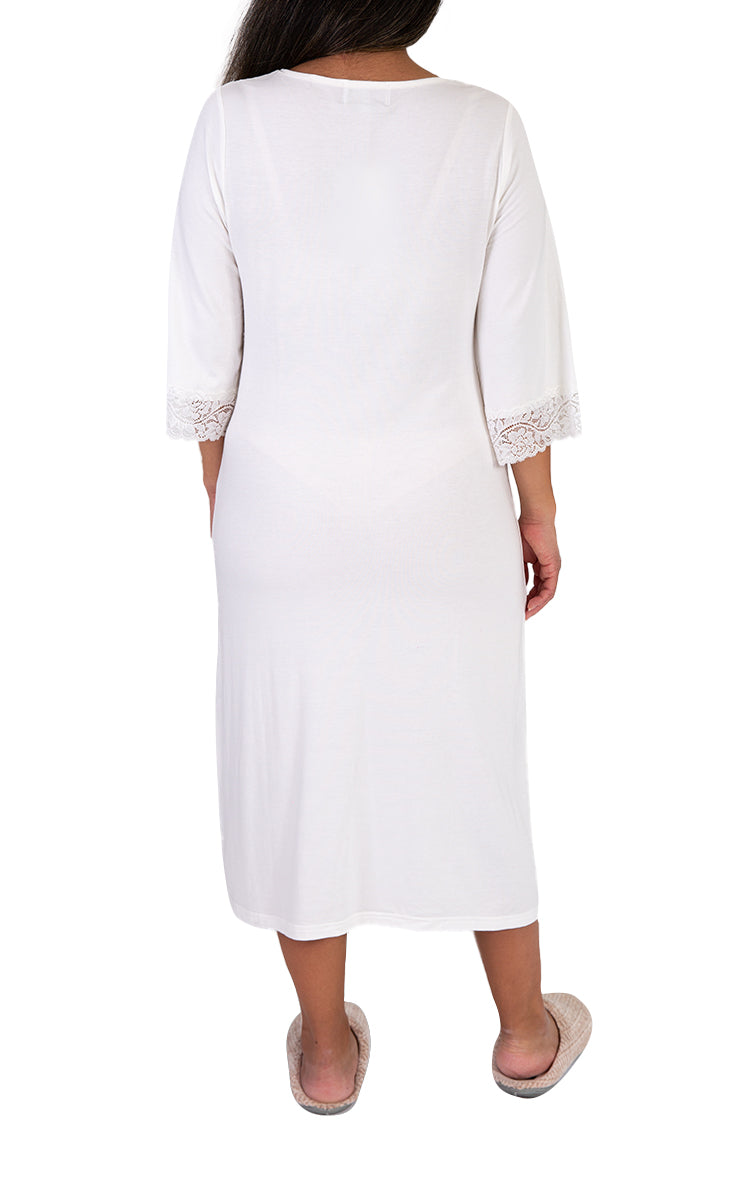 Ultra soft bamboo nightie in ivory for women by Victoria Linen sold online at natureswear Australia