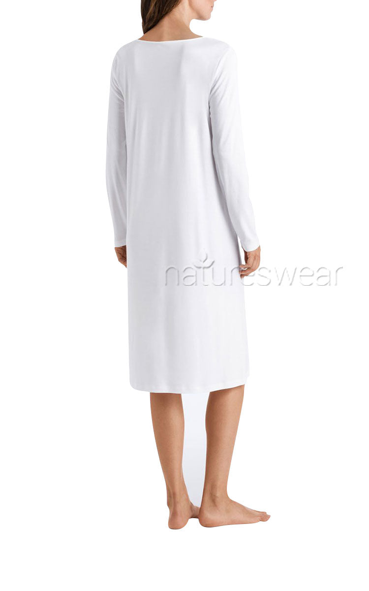 Hanro Dorea Long Sleeve NightgownHanro Dorea 100% Cotton Long Sleeve Nightgown in White 6831