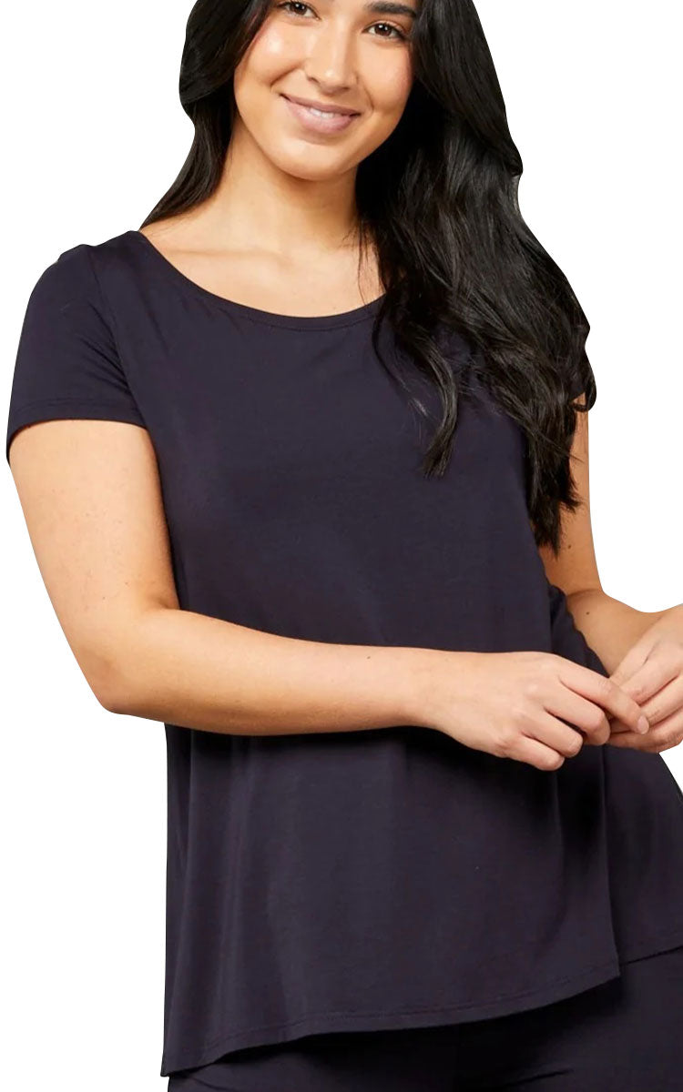 Tani 100% Modal Top with Short Sleeve Swing Fit in Navy 79375